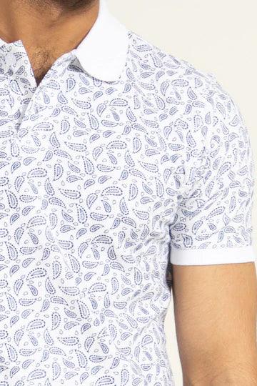 White Printed Polo | Cougar - KIBI SPORTS
