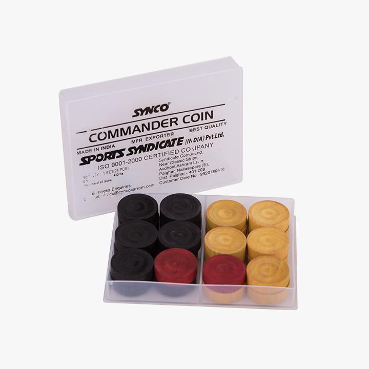 Synco Commander Carrom Coins with PVC box