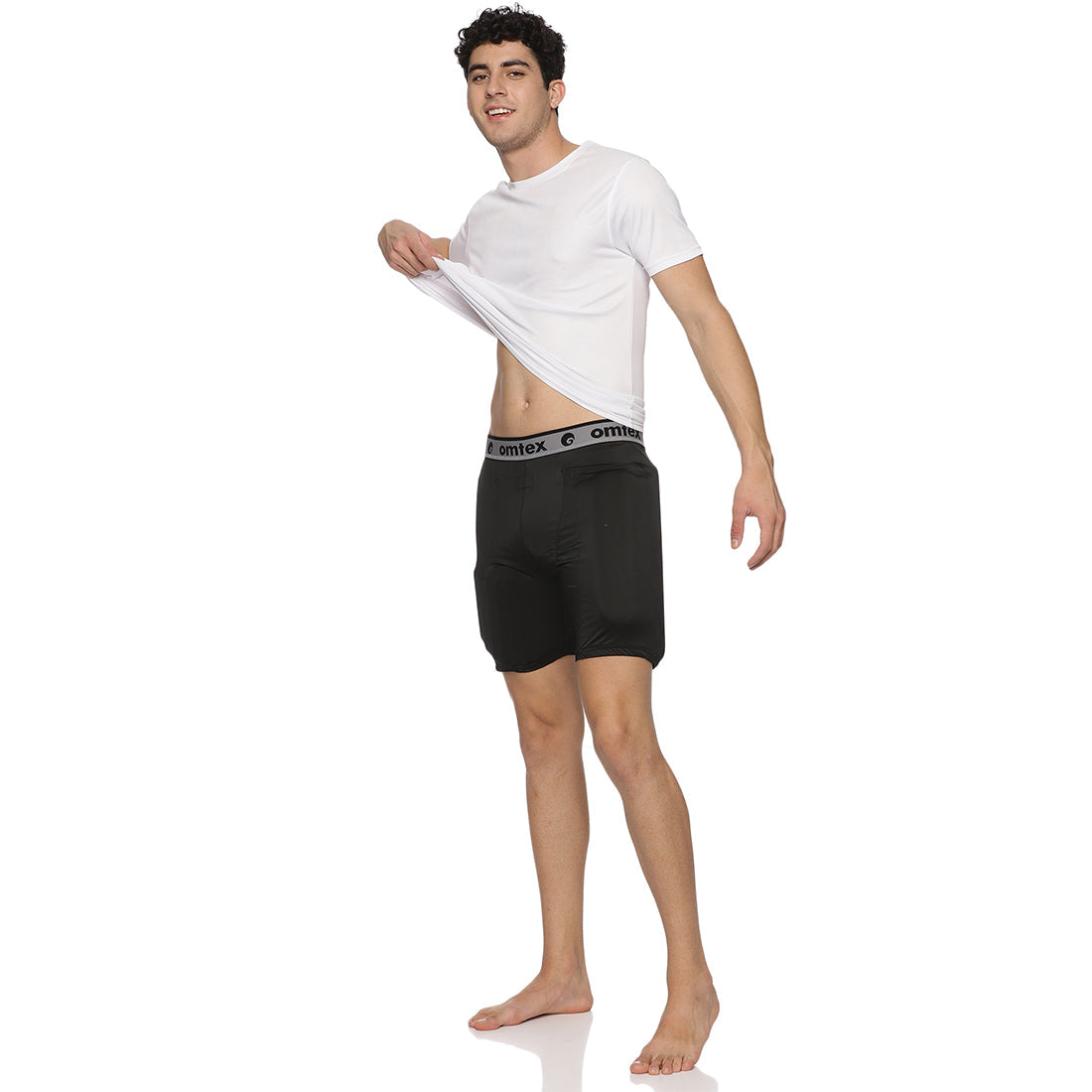 Omtex Compression Batting Shorts with Inner Pad - Right Handed - Black