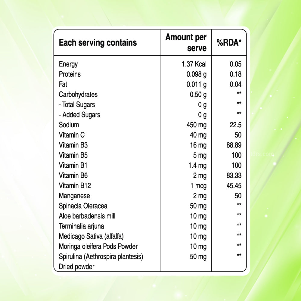Super Greens 500mg with Vitamins & Greens - Effervescent Tablets