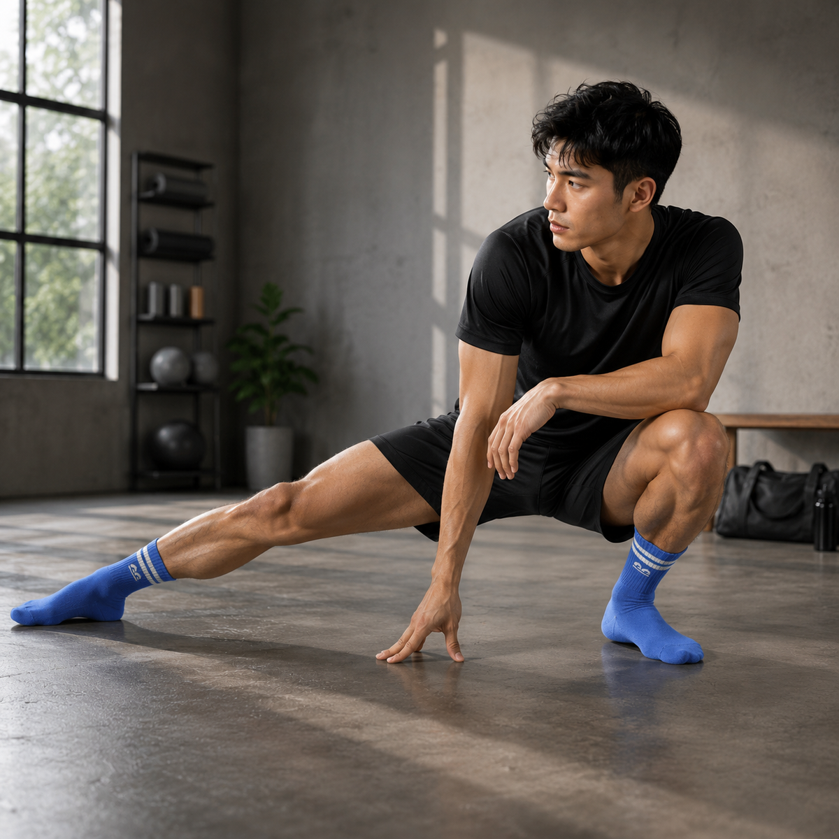 The Sock Street Sports Running Crew Socks-Indigo Stride Pack of 3