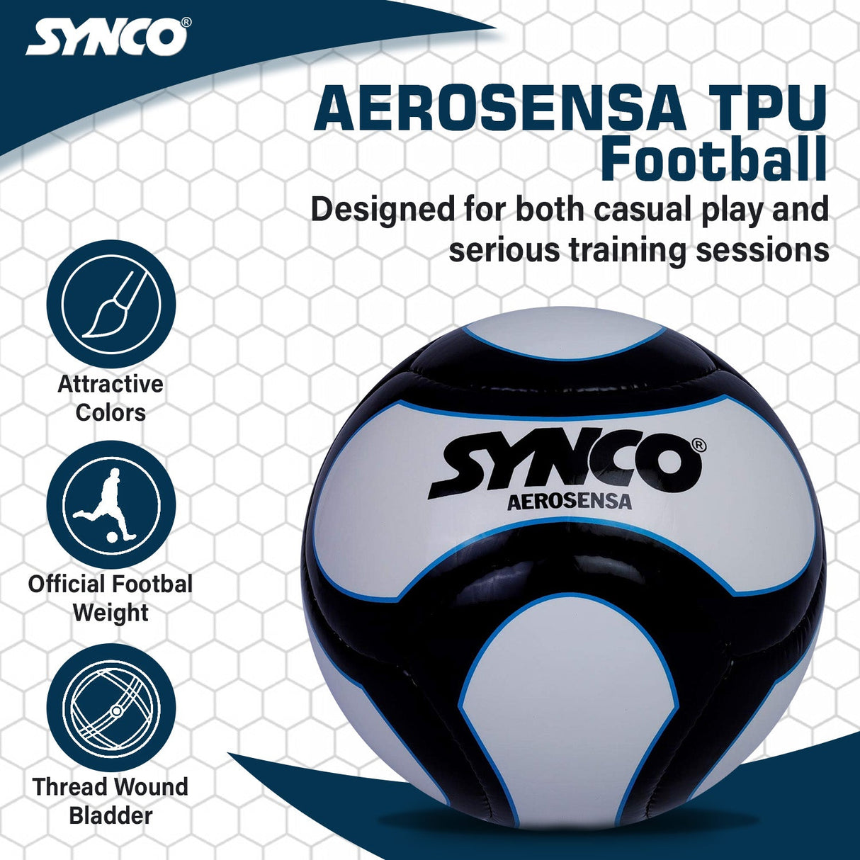 SYNCO Professional World Cup AEROSENSA TPU 6 Panel Football | Soccer Ball Size-5
