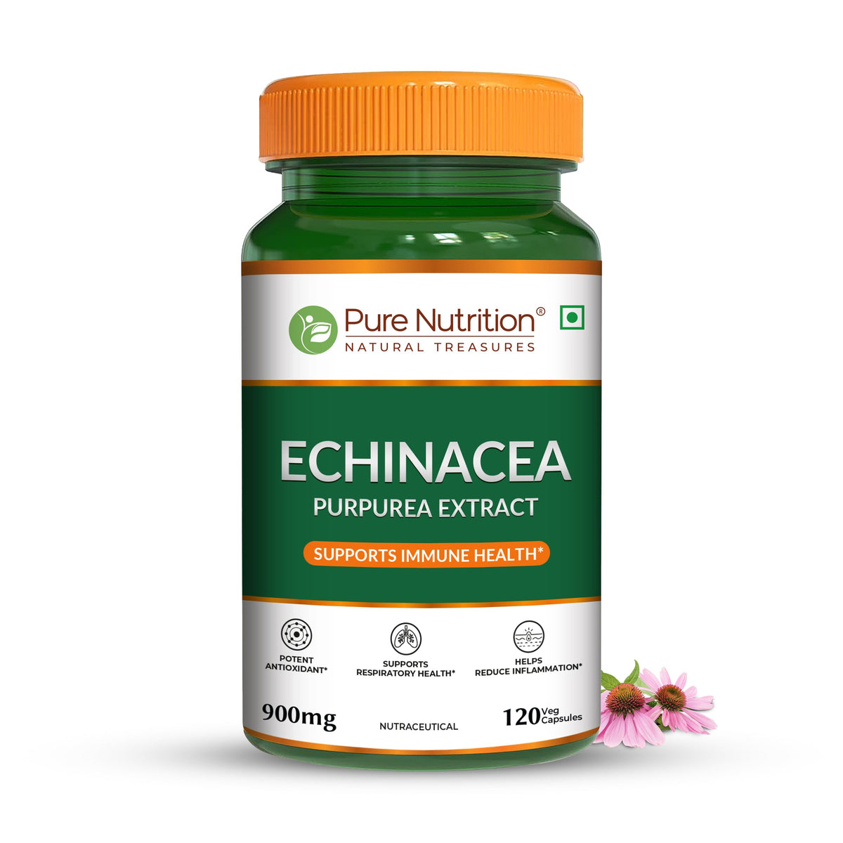 Echinacea Extract Capsules 120 Count | Immune Boost & Antioxidant Support - Nutrition by Pure Nutrition