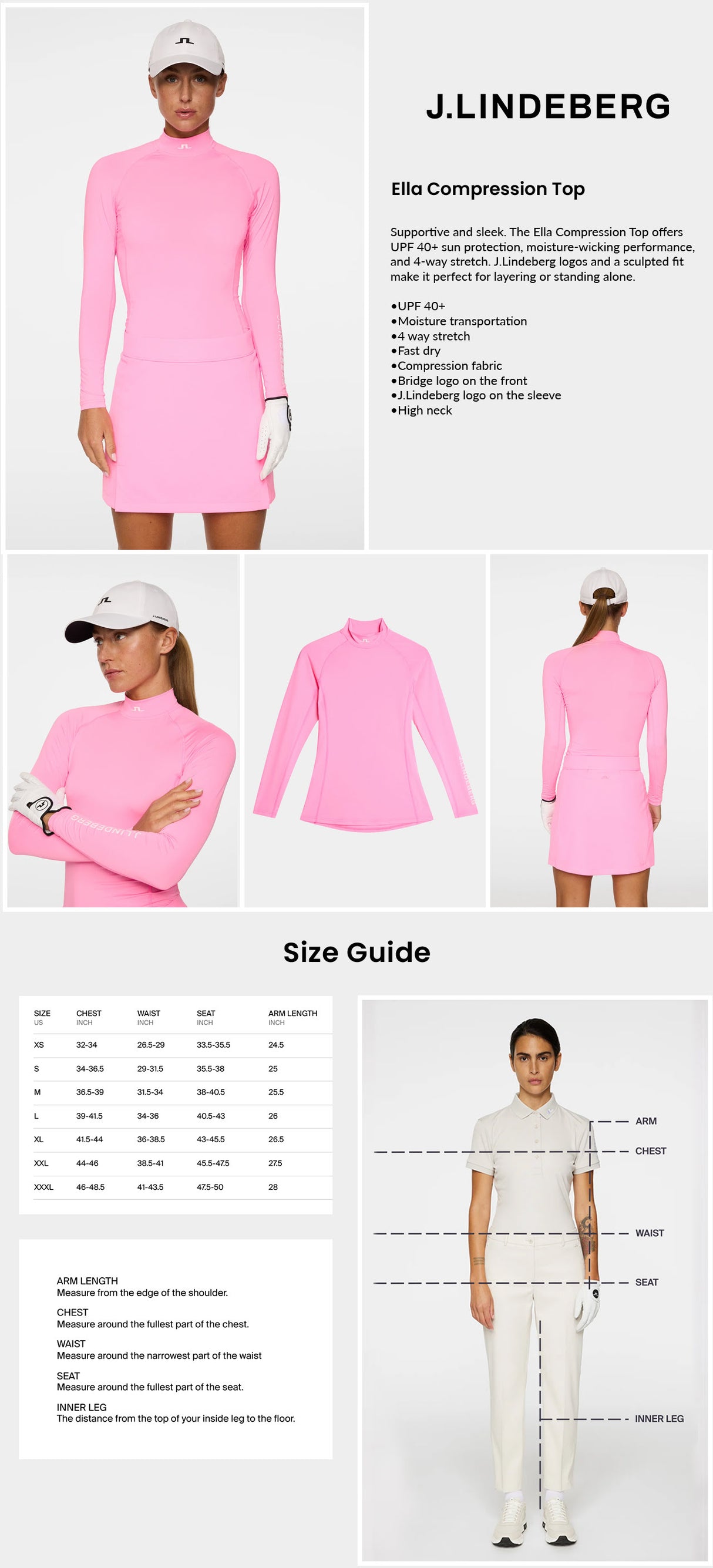 J Lindeberg Women's Ella Compression Top - Eosine Pink