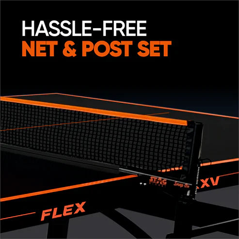 STAG GLOBAL Flex Table Tennis Table Black Top ,Thickness 22mmwith 2 TT Rackets, 6 Balls, 1 Table Cover & Clamp Net