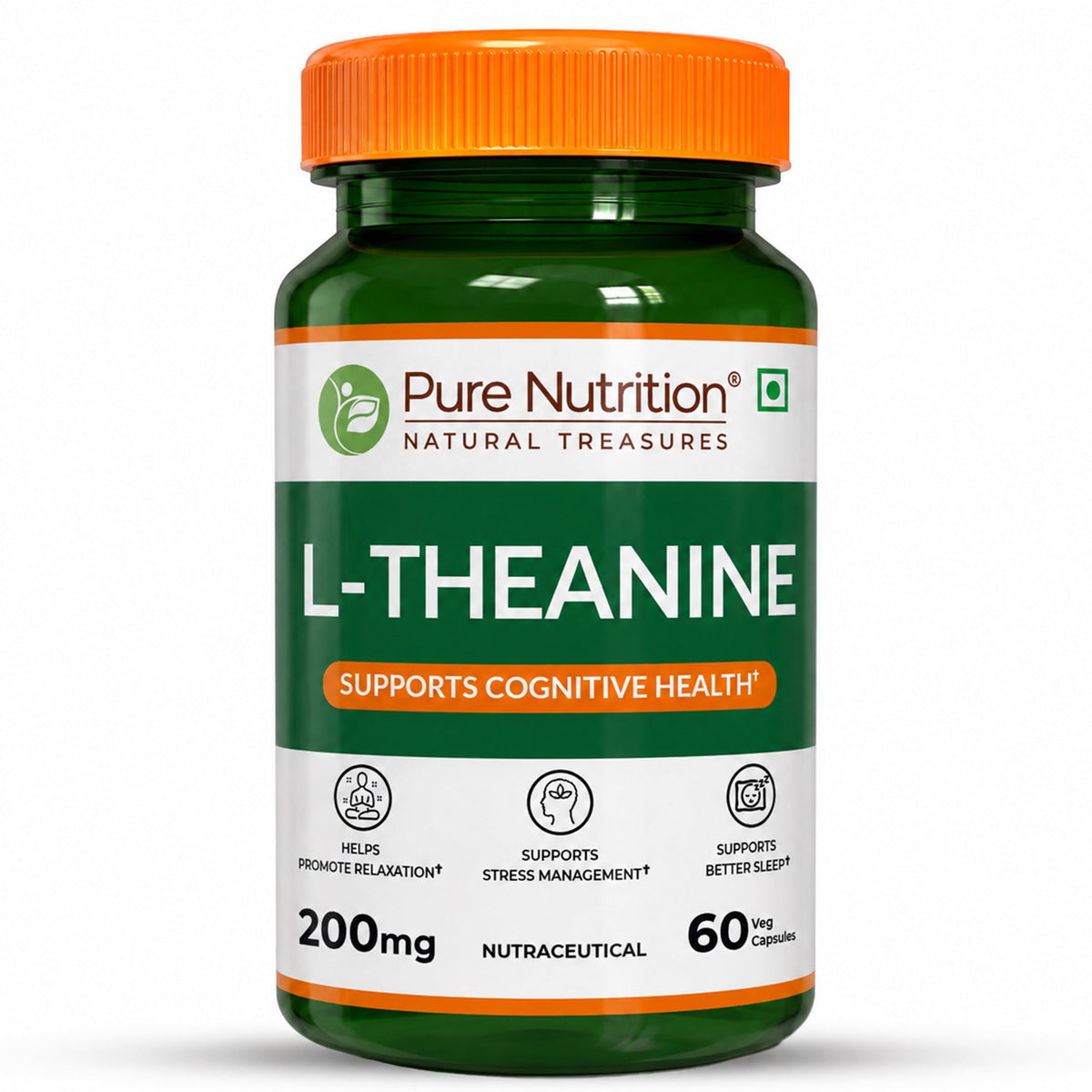 L-Theanine 200mg | Supports Calmness, Focus & Cognitive Function | 120 Veg Tablets - Nutrition by Pure Nutrition