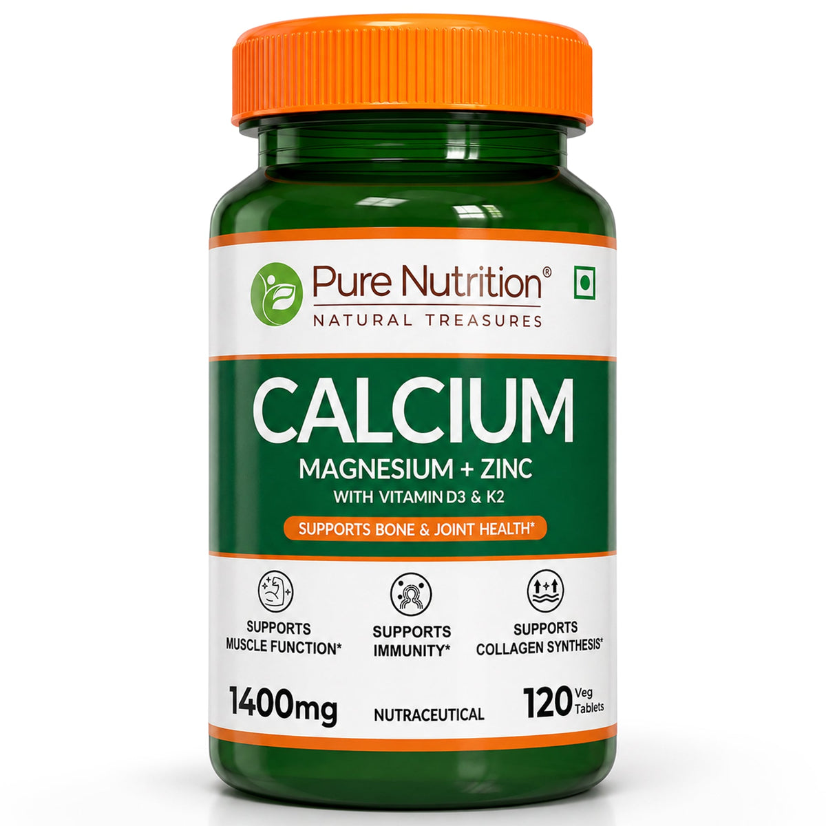 Calcium Magnesium Zinc with Vitamin D3 & K2 Bone & Muscle Support | 60 Tabs | 120 Tabs