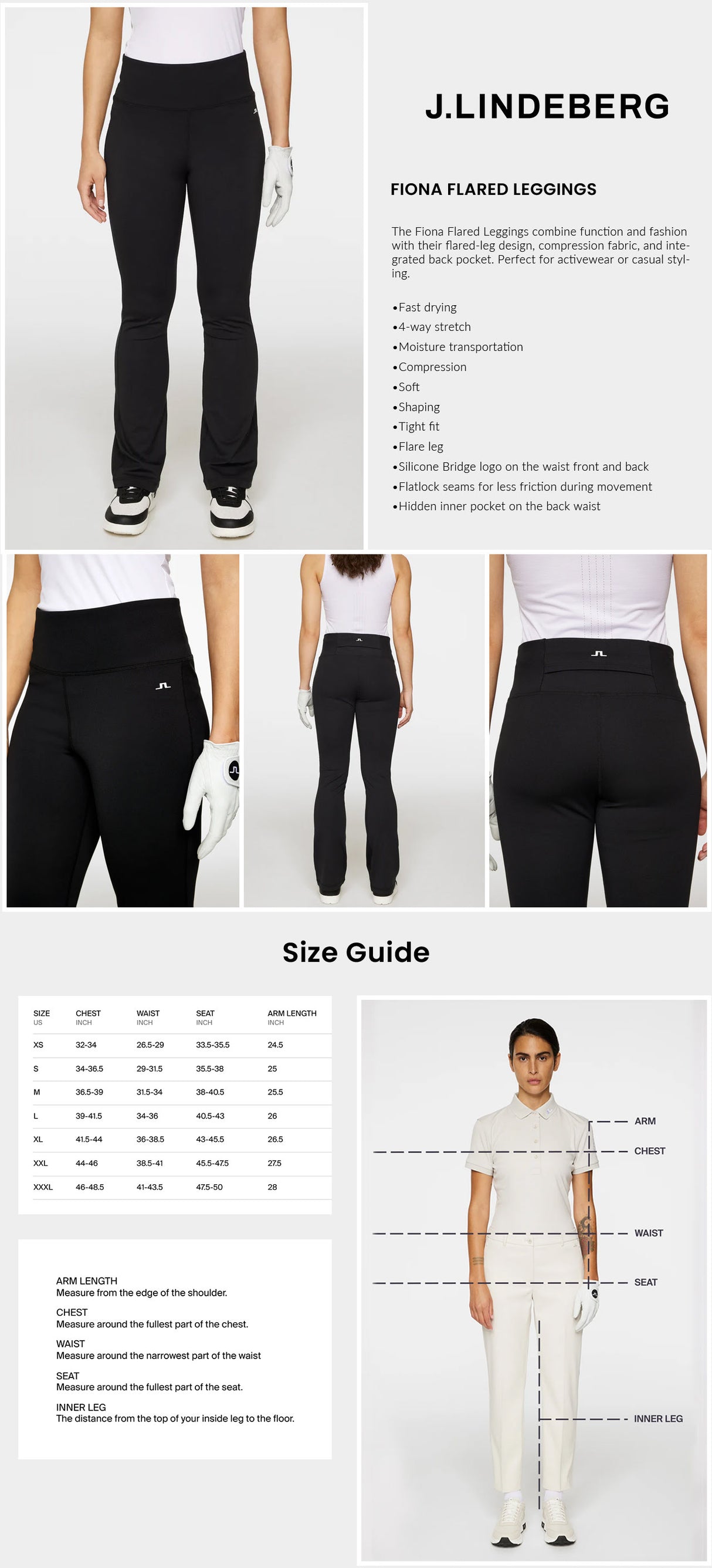 J Lindeberg Women's Fiona Flared Leggings - Black