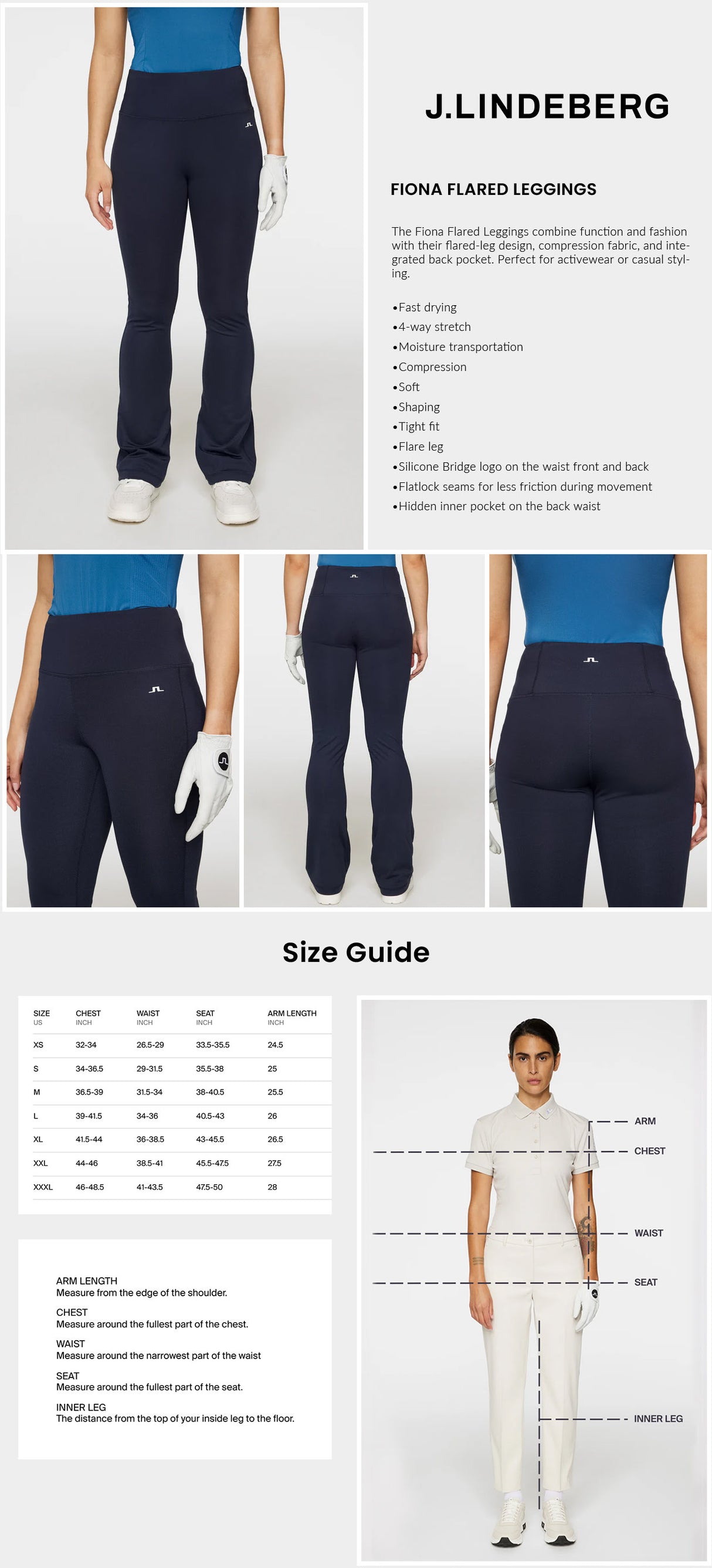 J Lindeberg Women's Fiona Flared Leggings - JL Navy