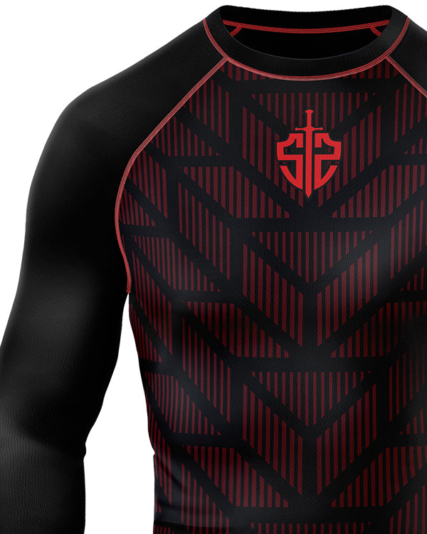 SASIB Crimson Shield Rashguard - Full Sleeves Red