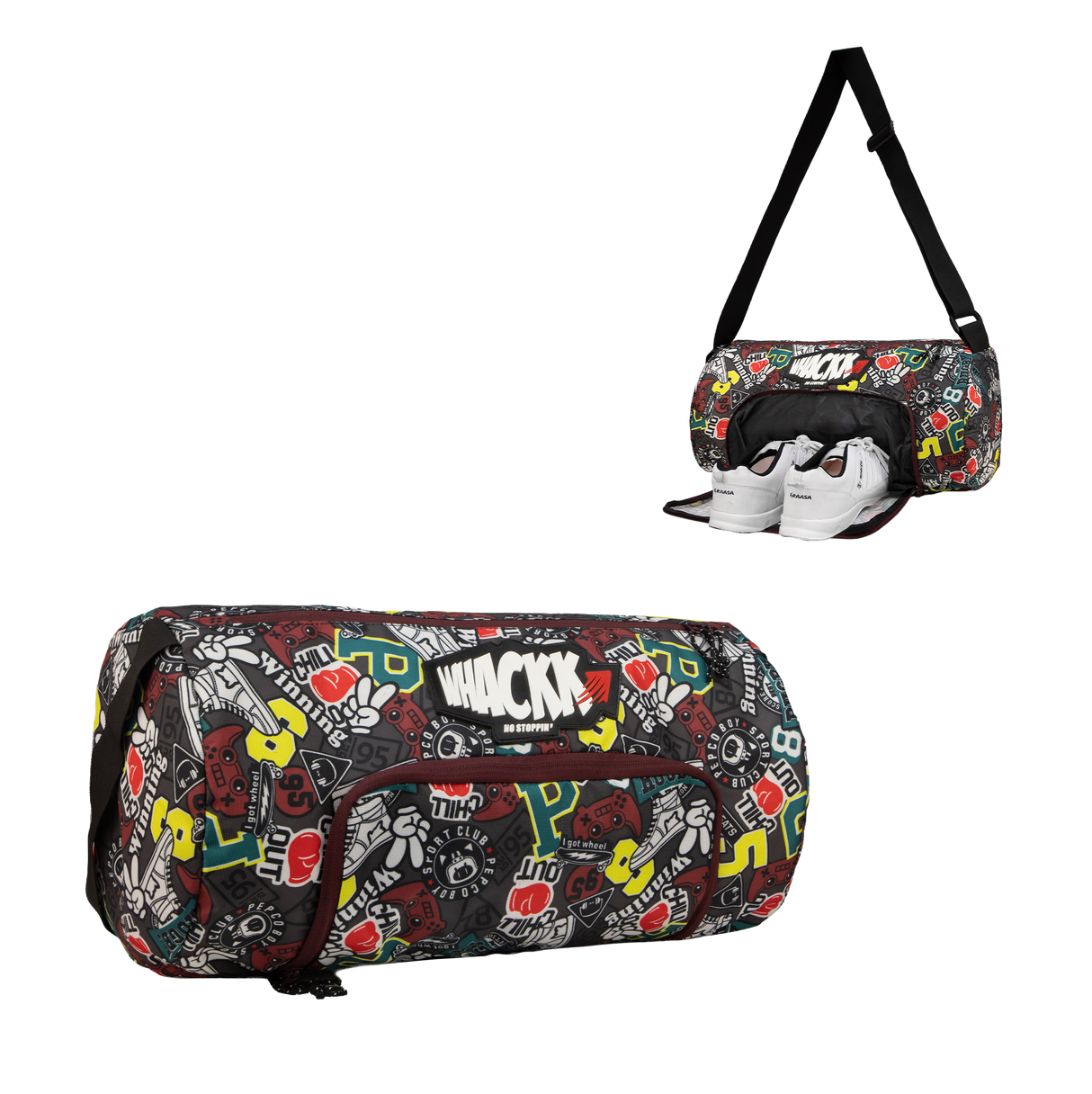 WHACKK Track printed Rugby Gym Bag|Fitness Bag|Sports Duffle|Multipurpose Bag |Travel Duffel Bag|Adjustable Strap|Unisex|Sports Kit Bag