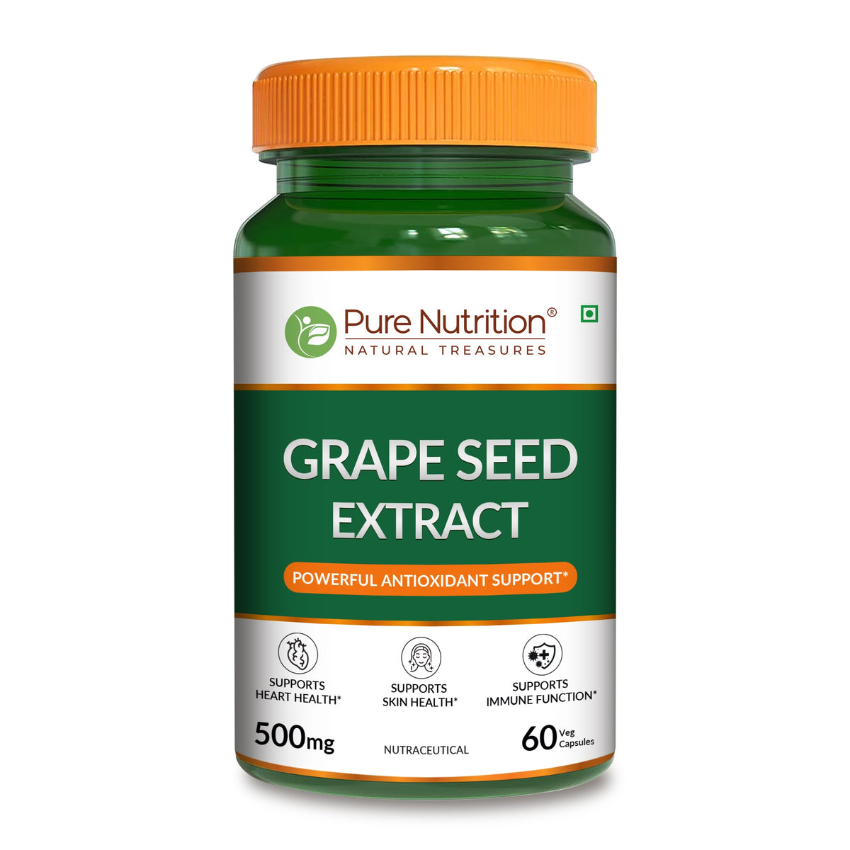 Grape Seed Extract 500mg 95% Polyphenols | Antioxidant & Vascular Health - Nutrition by Pure Nutrition
