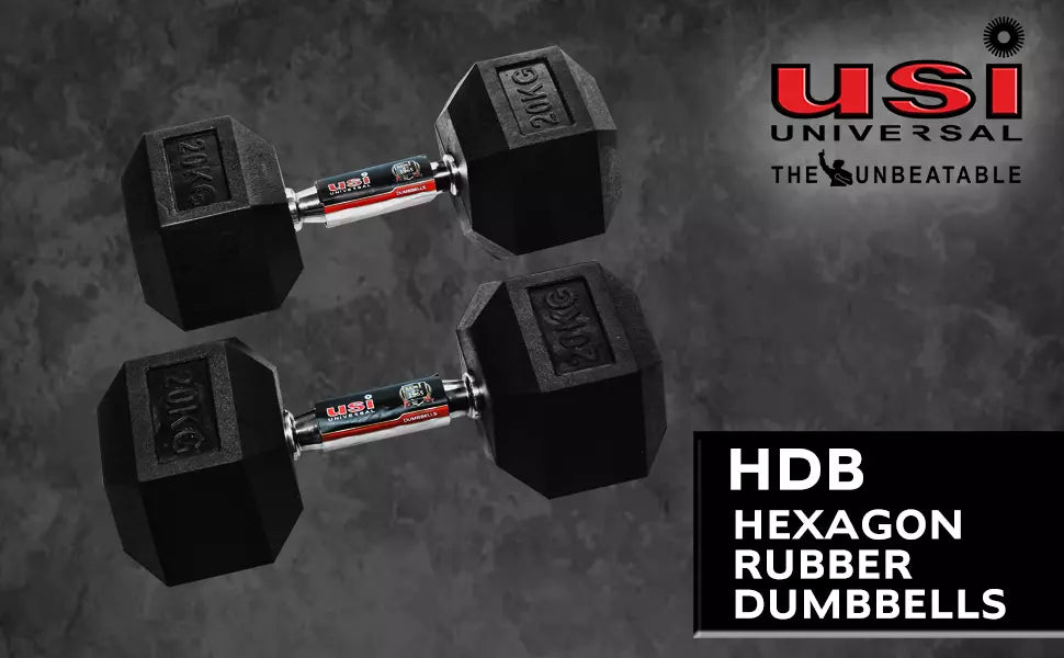 USI HDB Hexagon Rubber Dumbbell