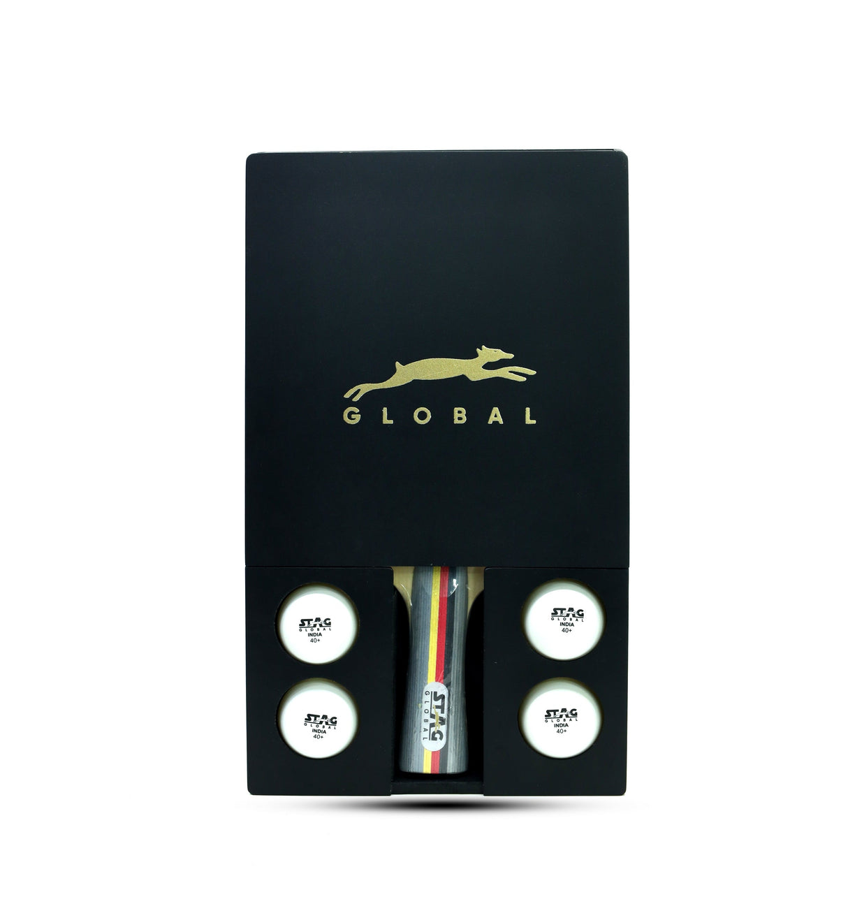 STAG GLOBAL Table Tennis Vegan Leather Case with Black Wooden Box Bat Cover Free Size : Not Included Bat & Balls