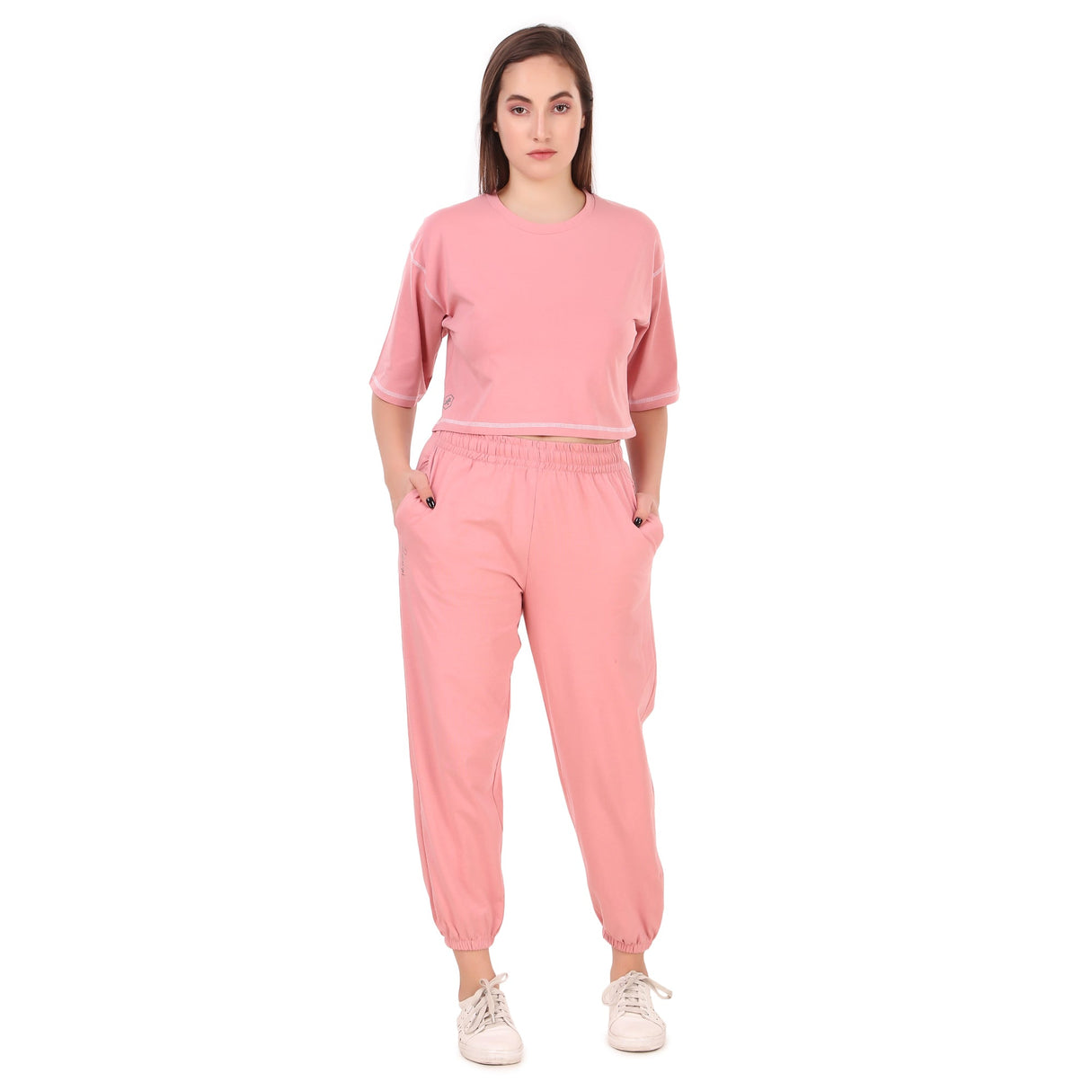 Cotton Crop Top For Women (Soft Pink)