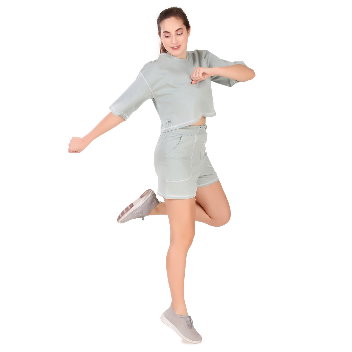 Cotton Crop Top For Women (Light Green)