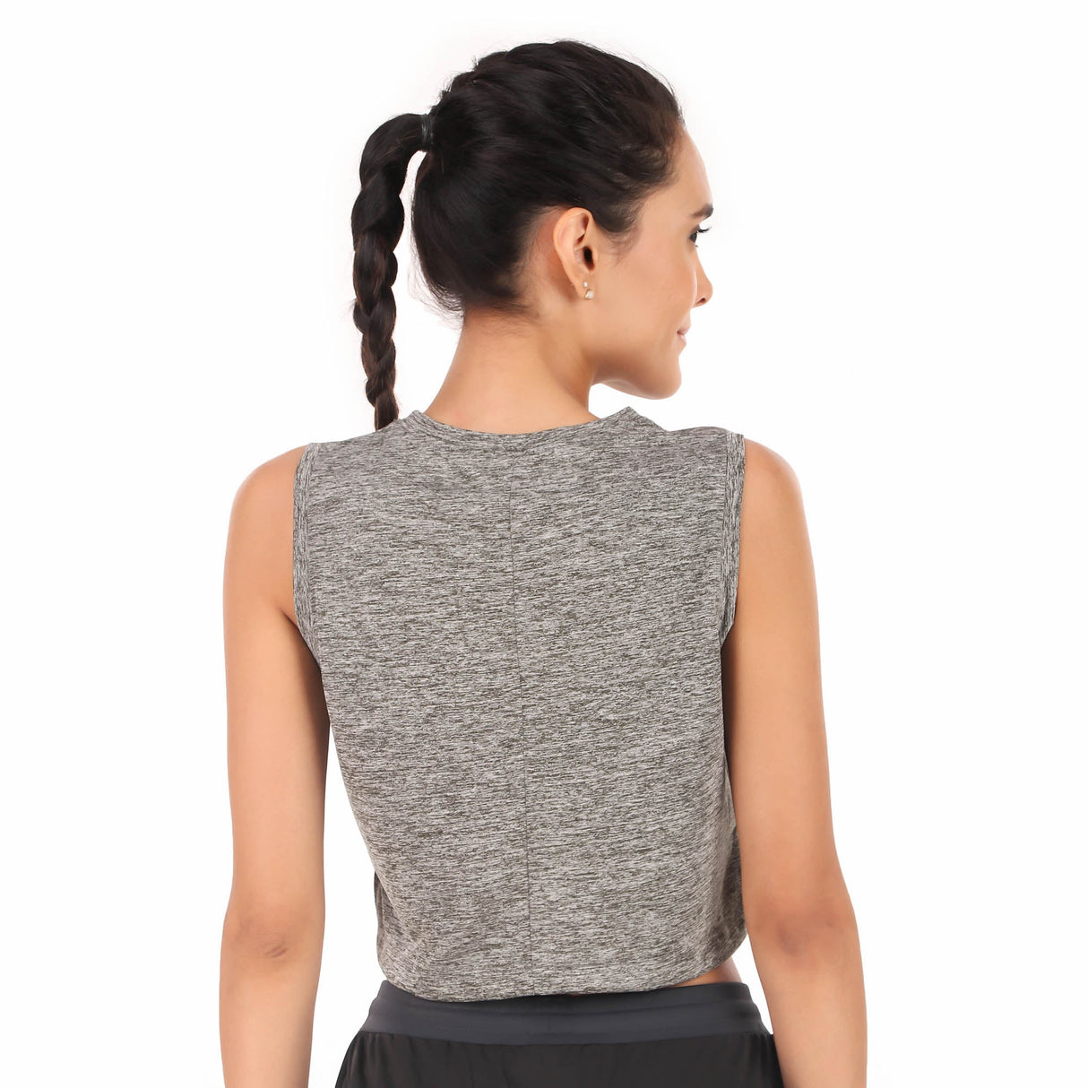 Performance Crop Top For Women (Iron Melange)