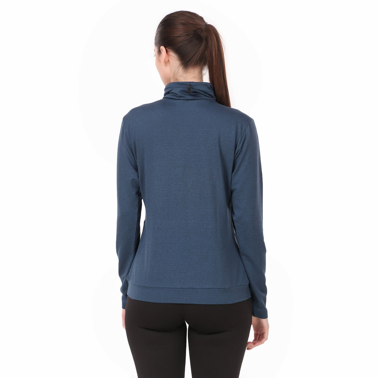 Performance Cowl Neck Tshirt For Women FS (Blue Melange)