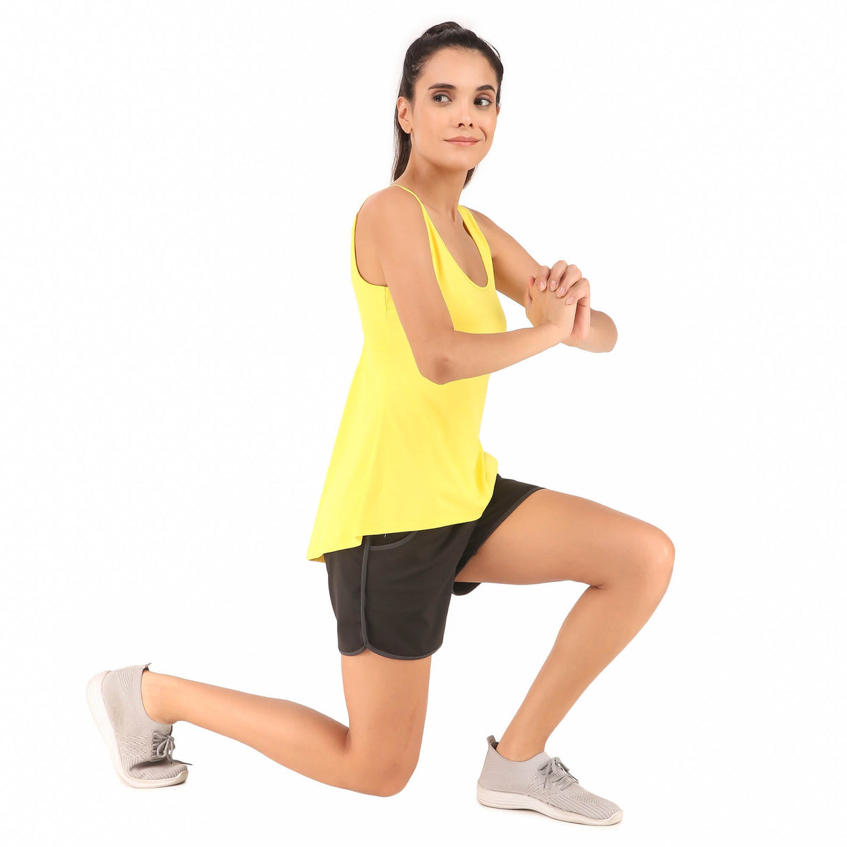 Back Cut-Out Sleeveless Tshirt For Women (Yellow)