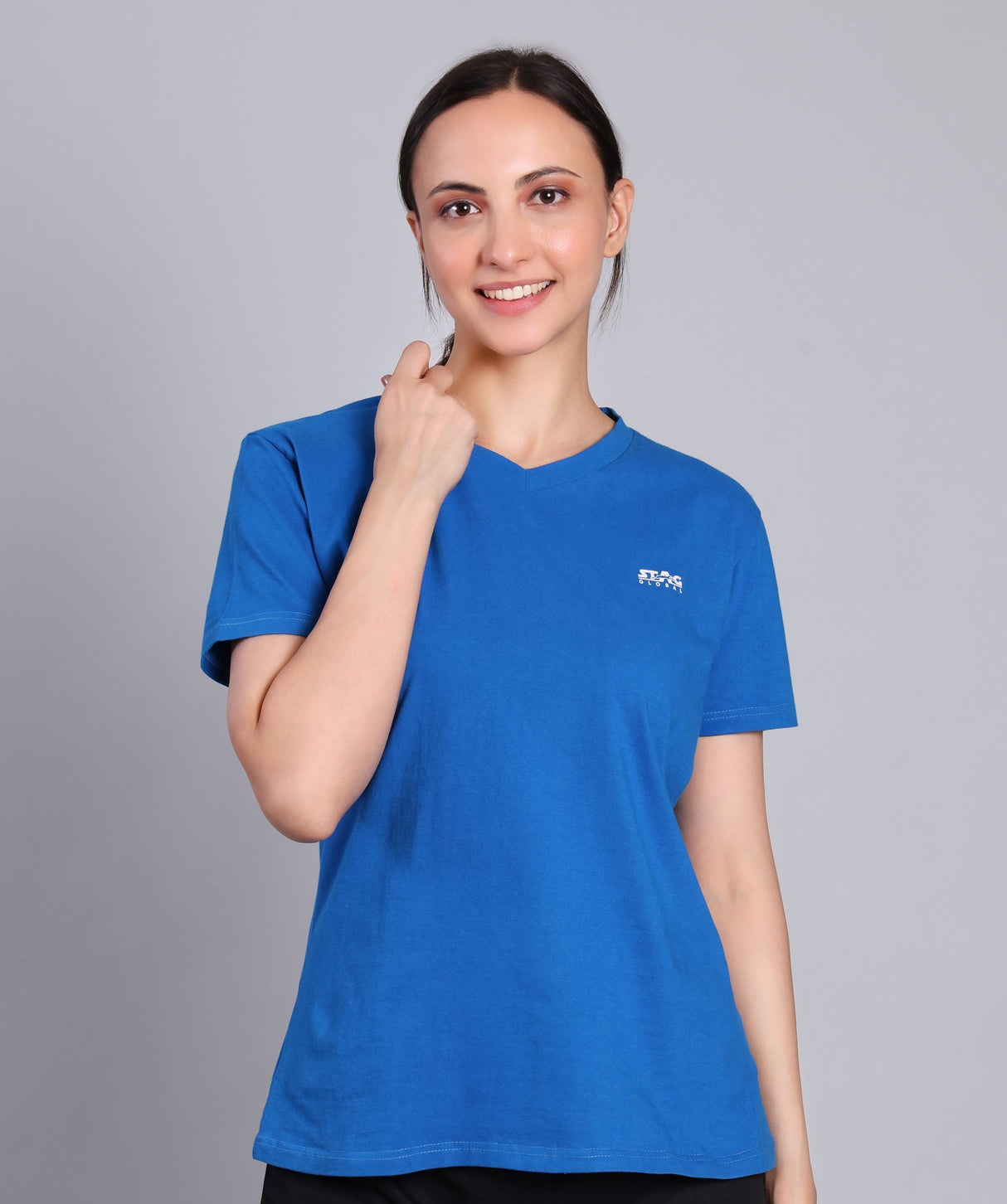 STAG GLOBAL Bliss Women's 100% Cotton V-Neck T-Shirt | Lightweight | All-Day Comfort