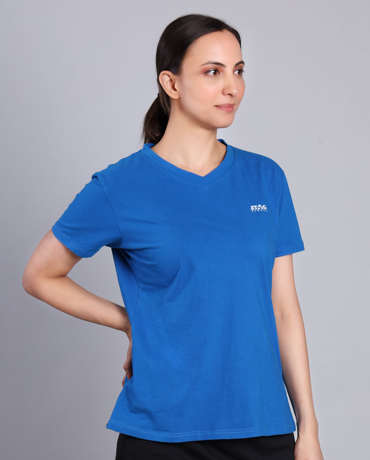 STAG GLOBAL Bliss Women's 100% Cotton V-Neck T-Shirt | Lightweight | All-Day Comfort