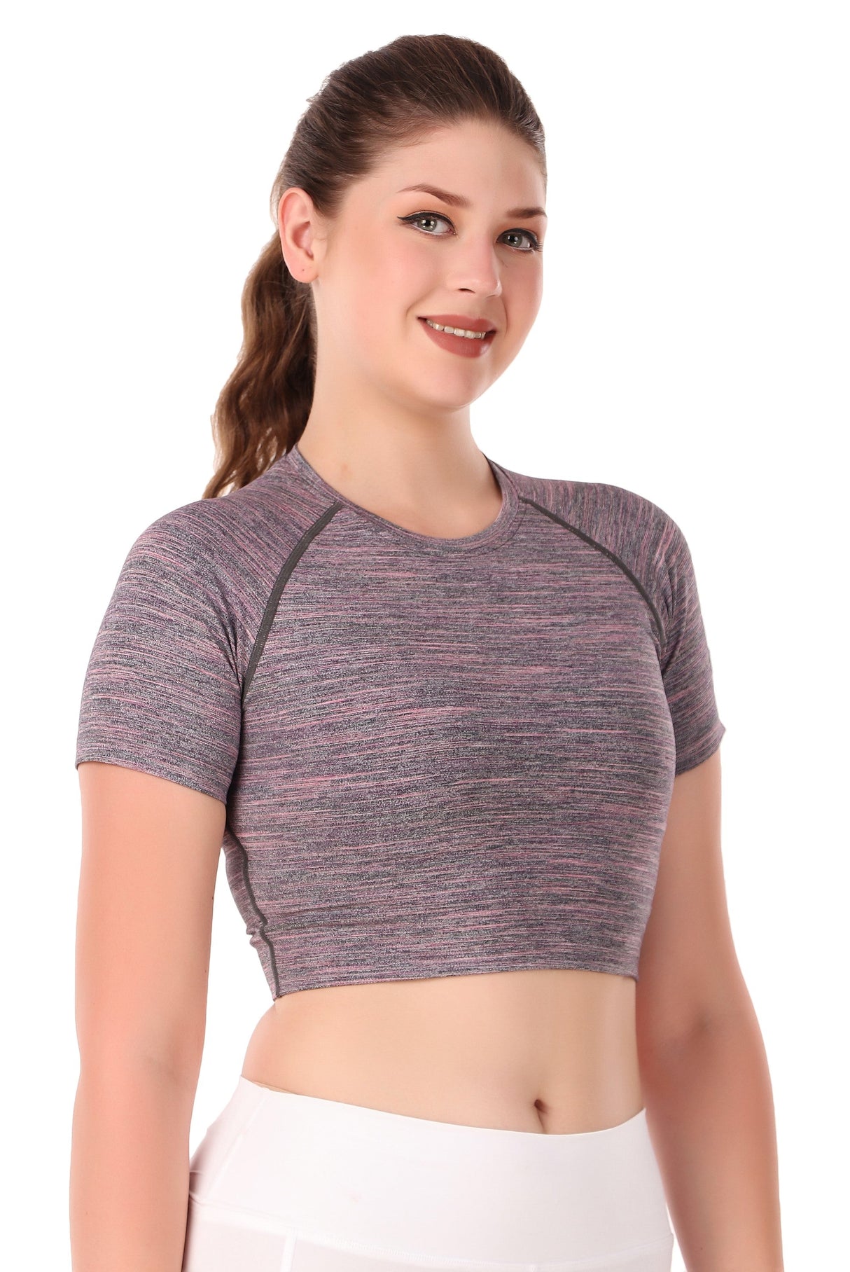 Compression Crop Top For Women (Ruby Heather)