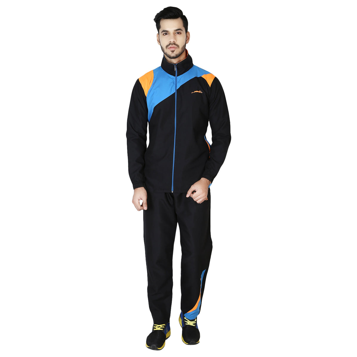 STAG GLOBAL Men's Tracksuit (Model : Platinum Black Orange)– Athletic Fit, Warm & Secure