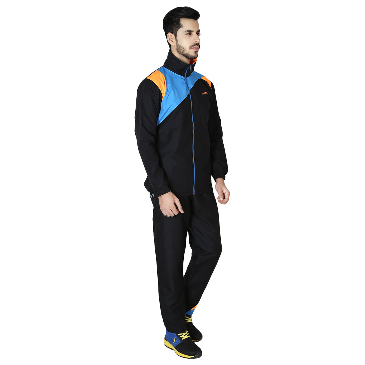 STAG GLOBAL Men's Tracksuit (Model : Platinum Black Orange)– Athletic Fit, Warm & Secure