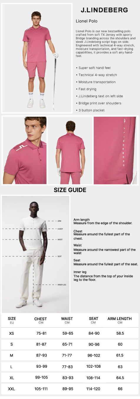 J Lindeberg Men's Lionel Golf Polo - Rose Wine