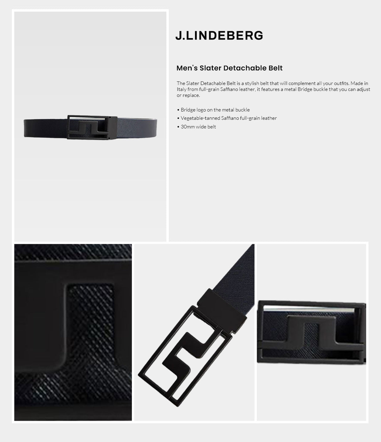 J Lindeberg Men's Slater Detachable Belt - JL Navy