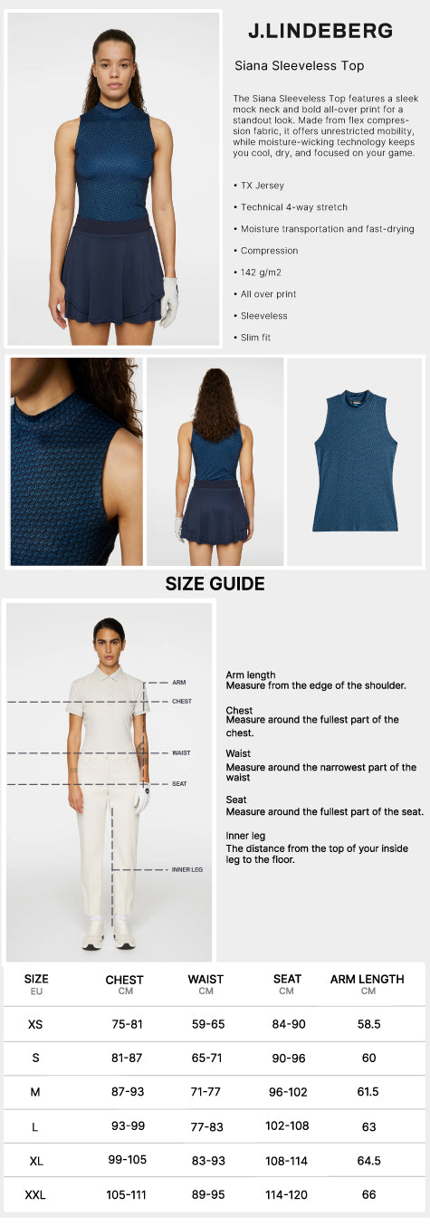 J Lindeberg Women's Siana Sleeveless Top - Shadow Bridge Navy S