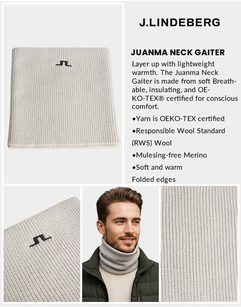 J Lindeberg Men's Juanma Neck Gaiter - Moonbeam