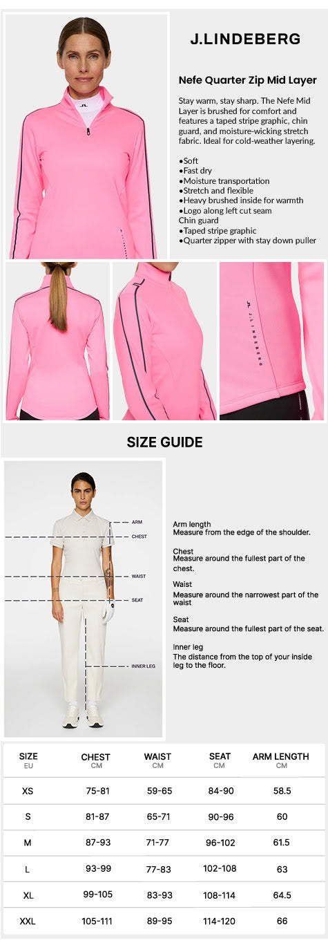 J Lindeberg Women's Nefe Quarter Zip Mid Layer - Eosine Pink
