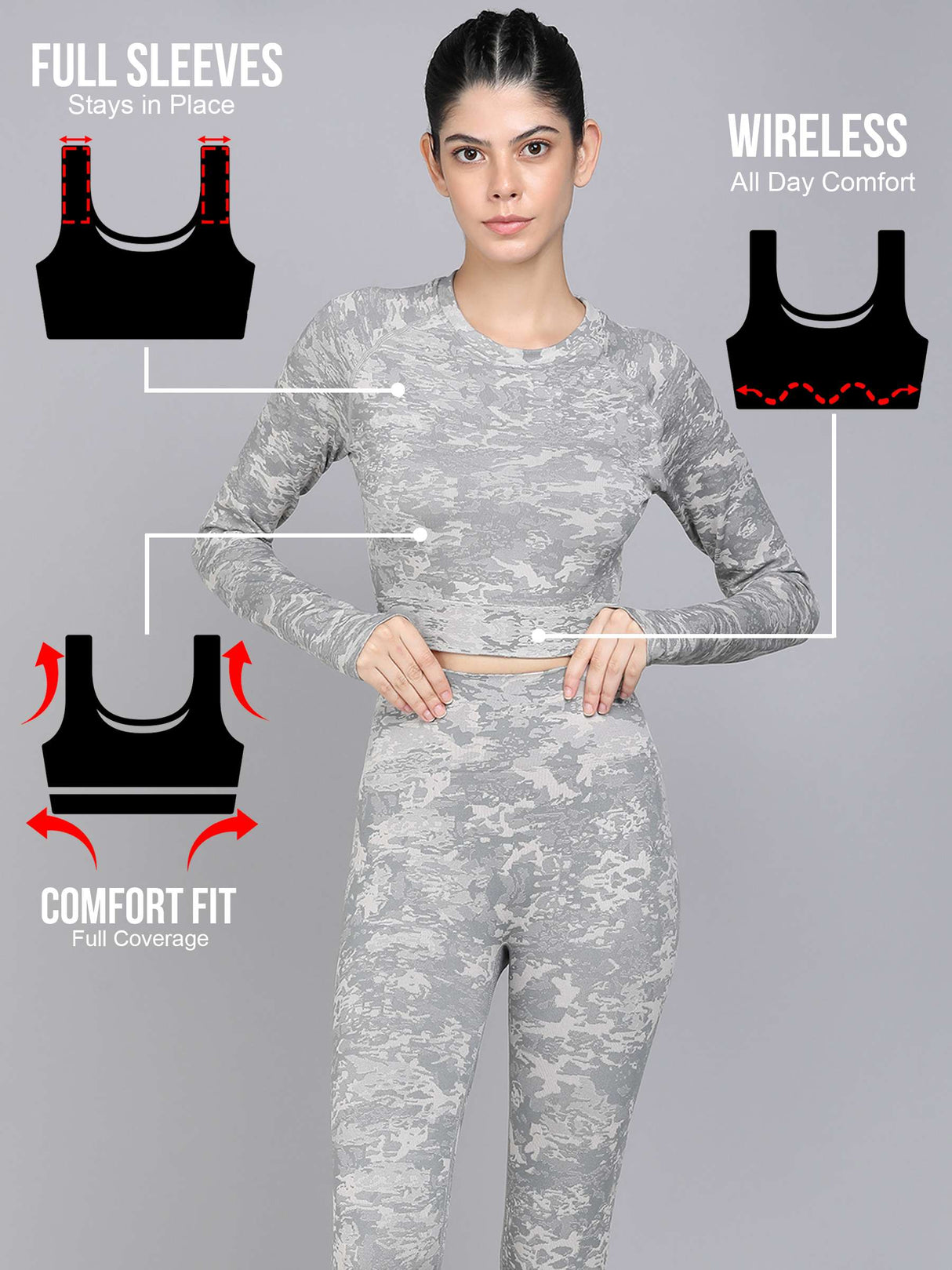 Seamless Camo Full Sleeves Top