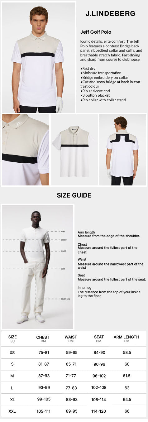 J Lindeberg Men's Jeff Golf Polo - White