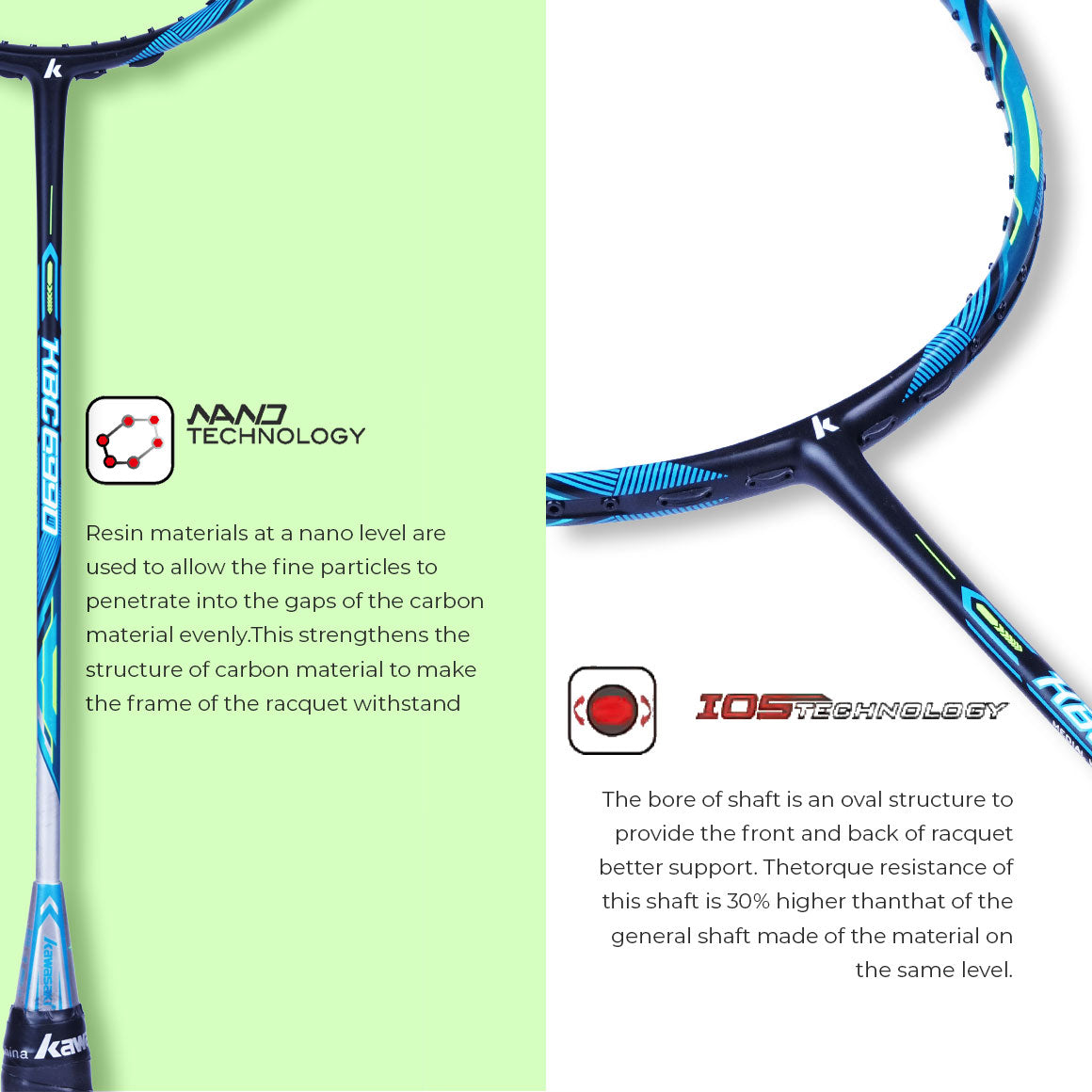 KBC 6990 Unstrung Badminton Racket (Blue) - 3U/G1