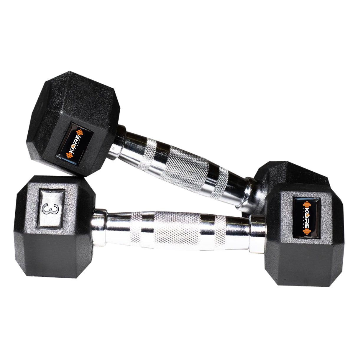 Kore Rubber Coated Professional 1-20 Kg (Set of Two) Hexa Fixed Dumbbells Home Gym Exercise Equipment for Men & Women, Black (DM-HEXA-COMBO16)