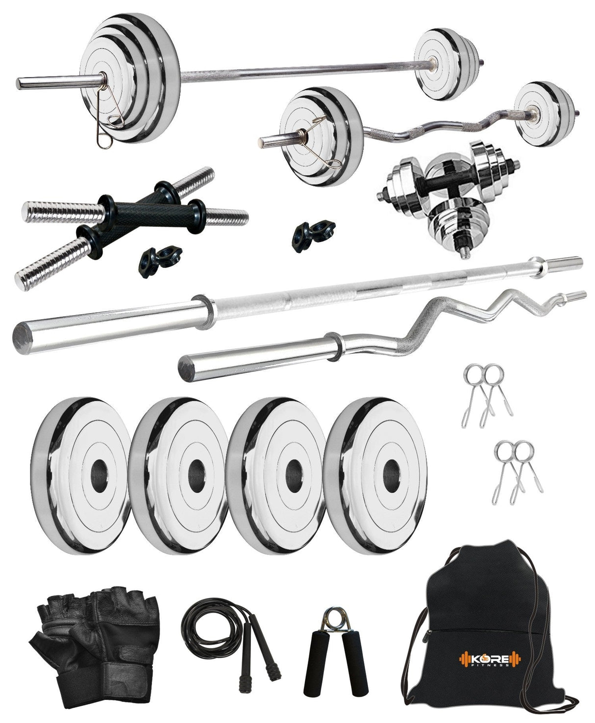 Kore Professional Steel 10-100 kg with One 3 Ft Curl + 5 Ft Plain Rod