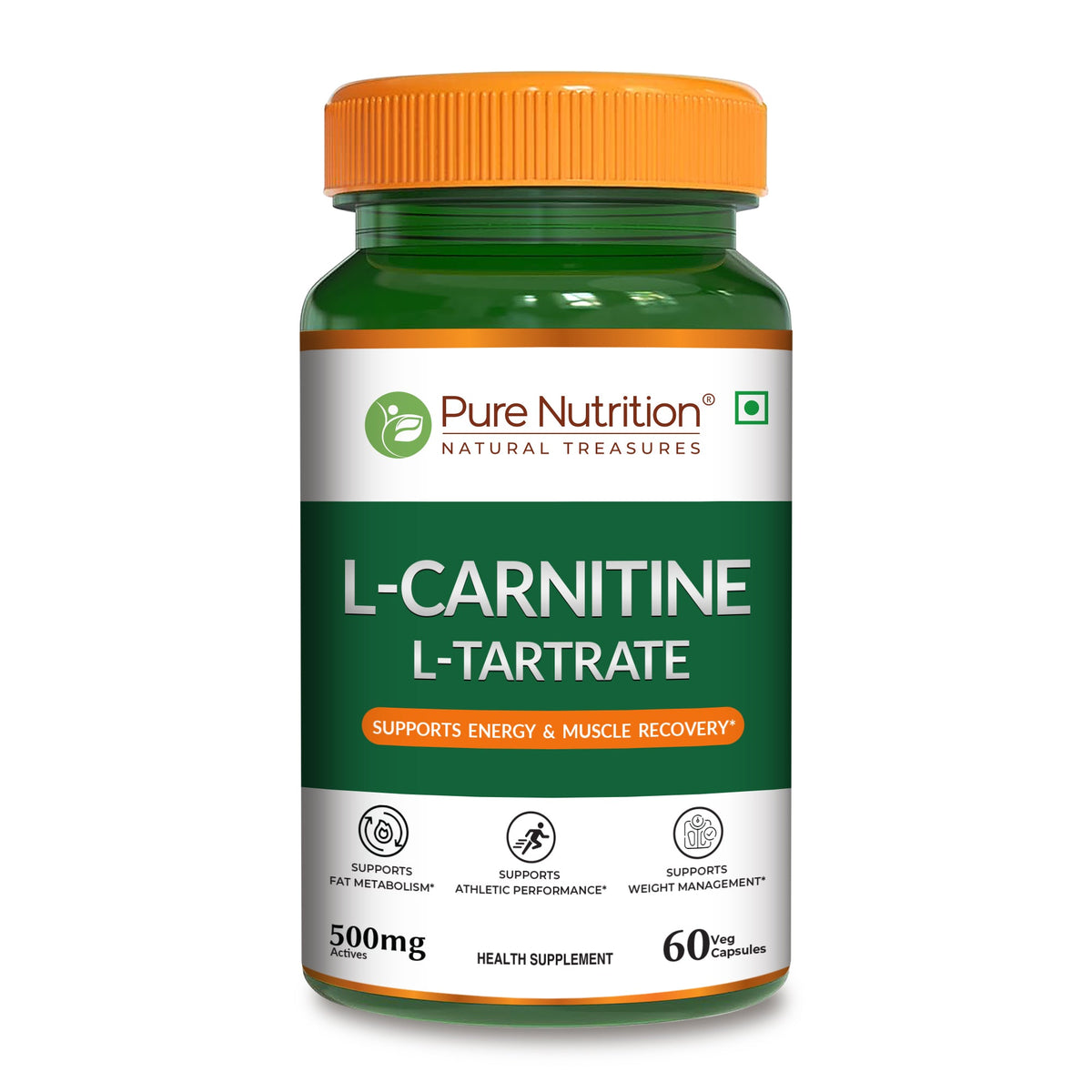 L-Carnitine L-Tartrate 500mg Veg Capsules Fat Metabolism & Energy - Nutrition by Pure Nutrition