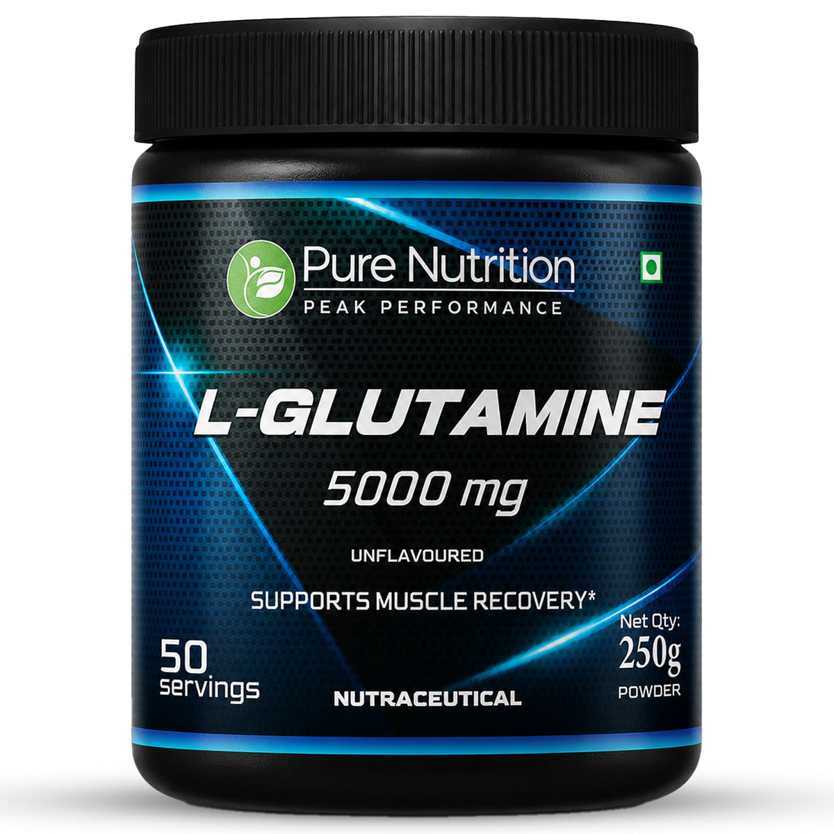L-Glutamine Powder 5000 mg | Unflavoured | 100% L-Glutamine | 250 g | 50 Servings | Post Workout Recovery Supplement - Nutrition by Pure Nutrition