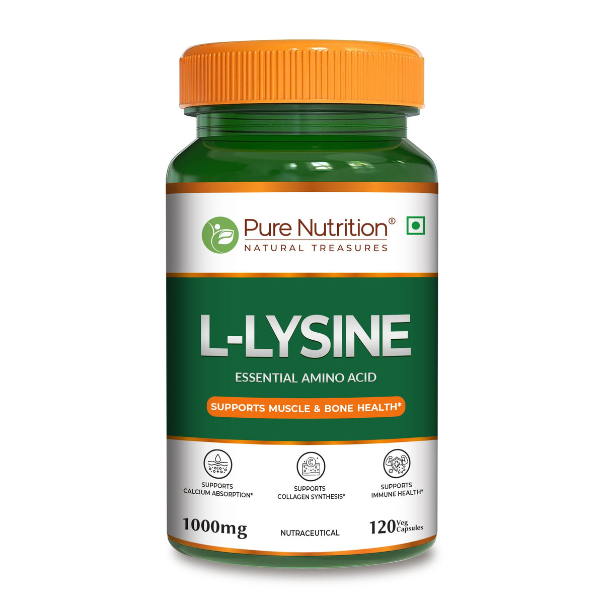 L-Lysine 1000mg Capsules Immune Support, Muscle Strength & Calcium Utilization - Nutrition by Pure Nutrition