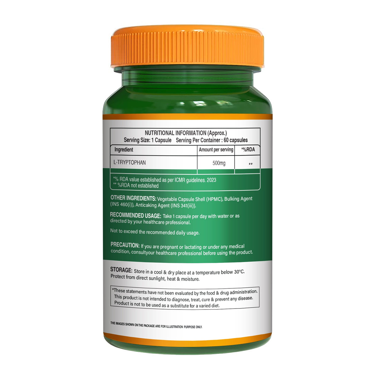 L-Tryptophan 500mg Veg Capsules Mood Balance, Sleep & Wellness