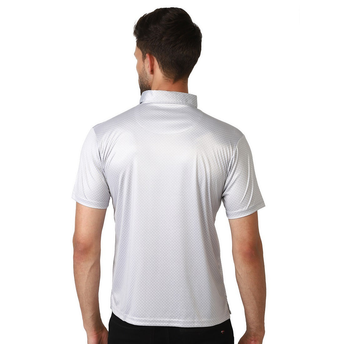 Men’s Polka Dots Printed Tshirts Grey | Polyester Collar T-Shirt for Men