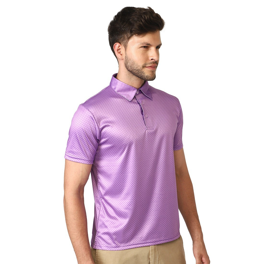 Polka Dots Polo Neck Tshirt for Men’s | Printed Casual T-Shirts Purple