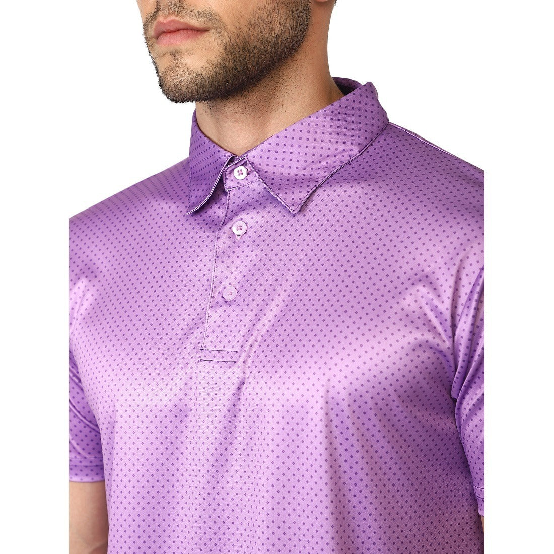 Polka Dots Polo Neck Tshirt for Men’s | Printed Casual T-Shirts Purple