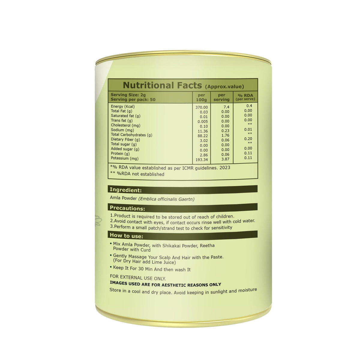 Organic Amla Powder Natural Vitamin C | Hair, Skin & Immunity Support