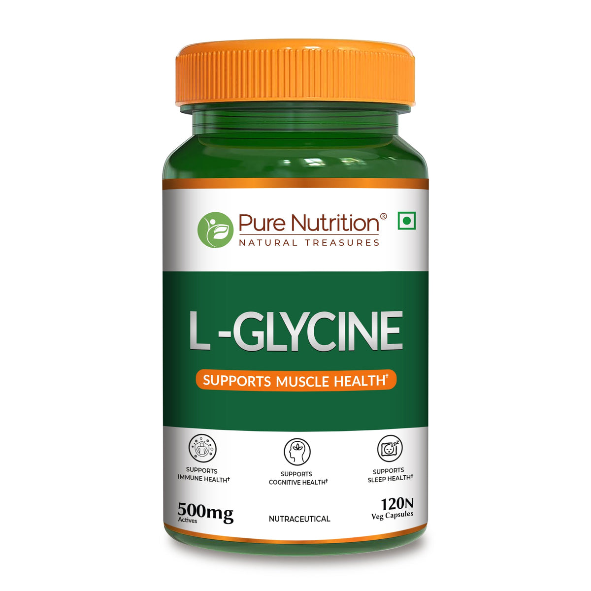 L-Glycine 500mg Veg Capsules Muscle, Cognitive & Sleep Support | 120 Caps - Nutrition by Pure Nutrition