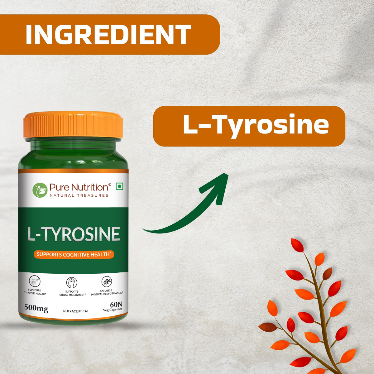 L-Tyrosine 500mg Veg Capsules Focus, Mood & Stress Management