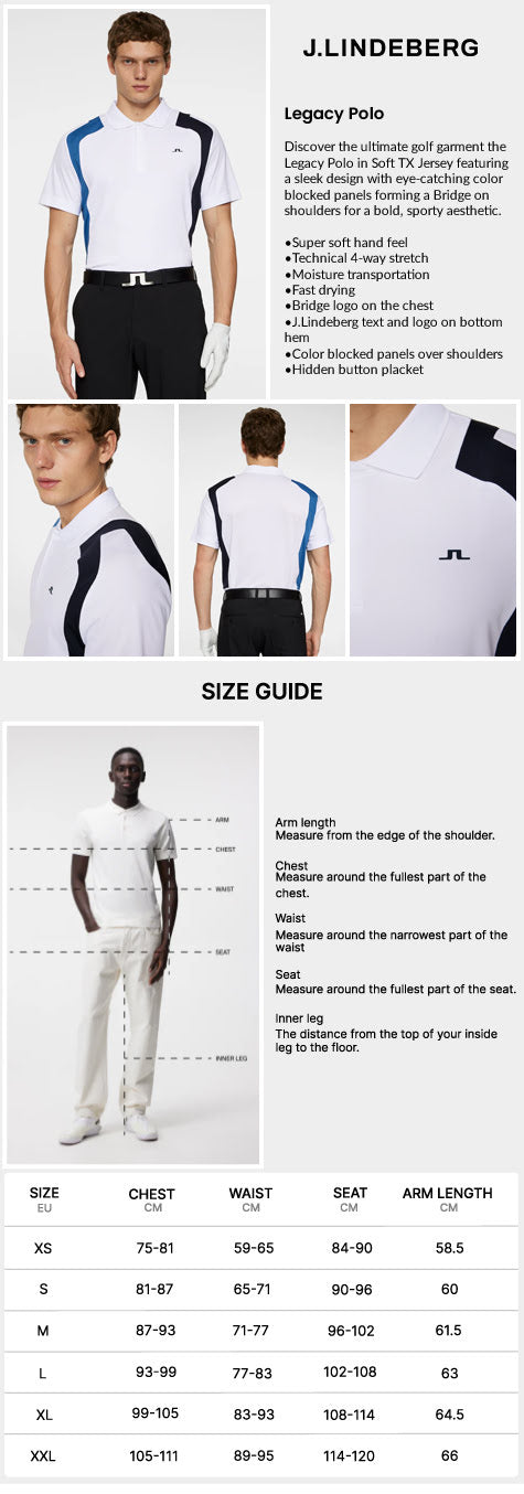 J Lindeberg Men’s Legacy Golf Polo - White
