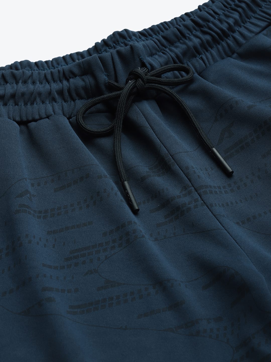 Alcis Men Navy Blue Black Printed Slim Fit Sports Shorts